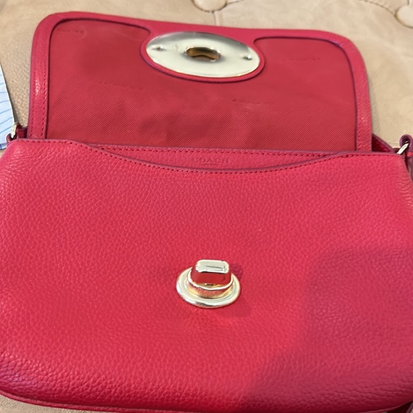 Coach red Crossbody gently used with outer compartment in back - Picture 6 of 8